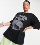 Asos Design Curve Oversized T-shirt With Nevada Front Print In Black