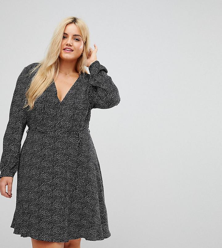 Alice & You Wrap Front Dress In Star Print - Black