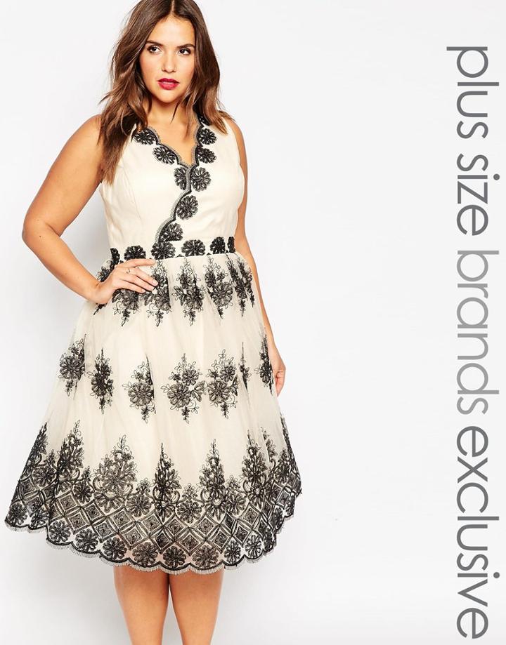 Chi Chi London Plus Wrap Embroidered Midi Dress