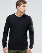 Asos Muscle Long Sleeve T-shirt With Crew Neck In Black - Black