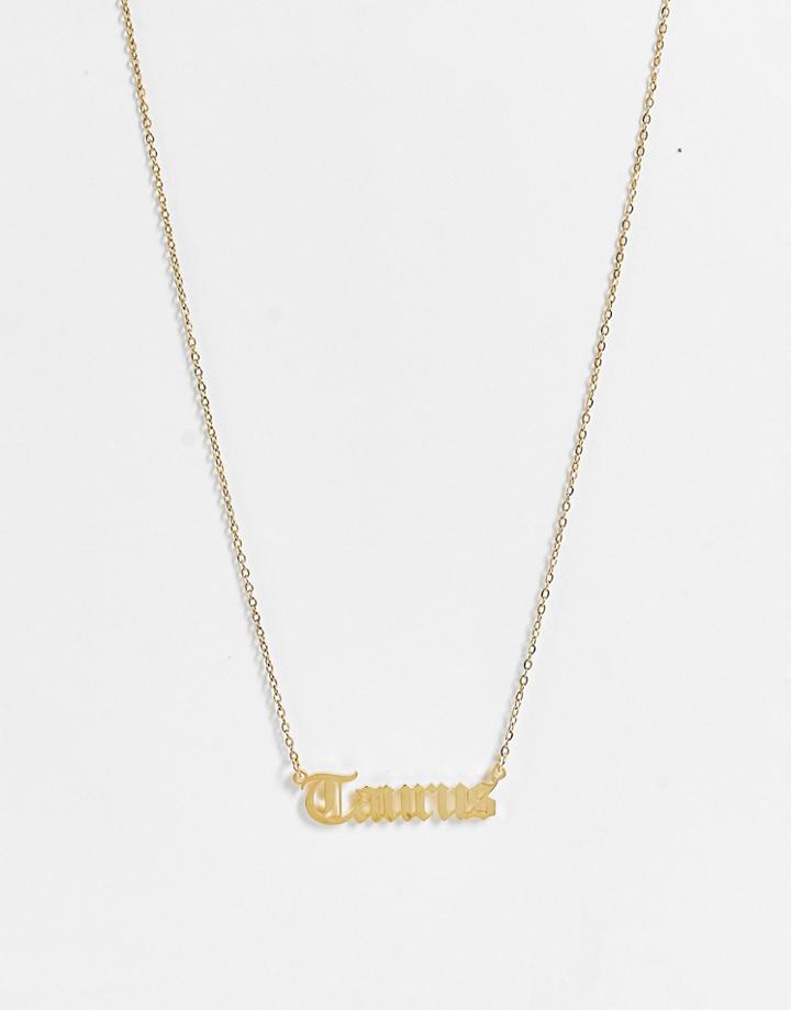 Designb London Taurus Star Sign Stainless Steel Necklace In Gold