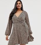 Oasis Curve Wrap Dress In Leopard Print - Brown