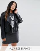 Brave Soul Plus Biker Jacket - Black