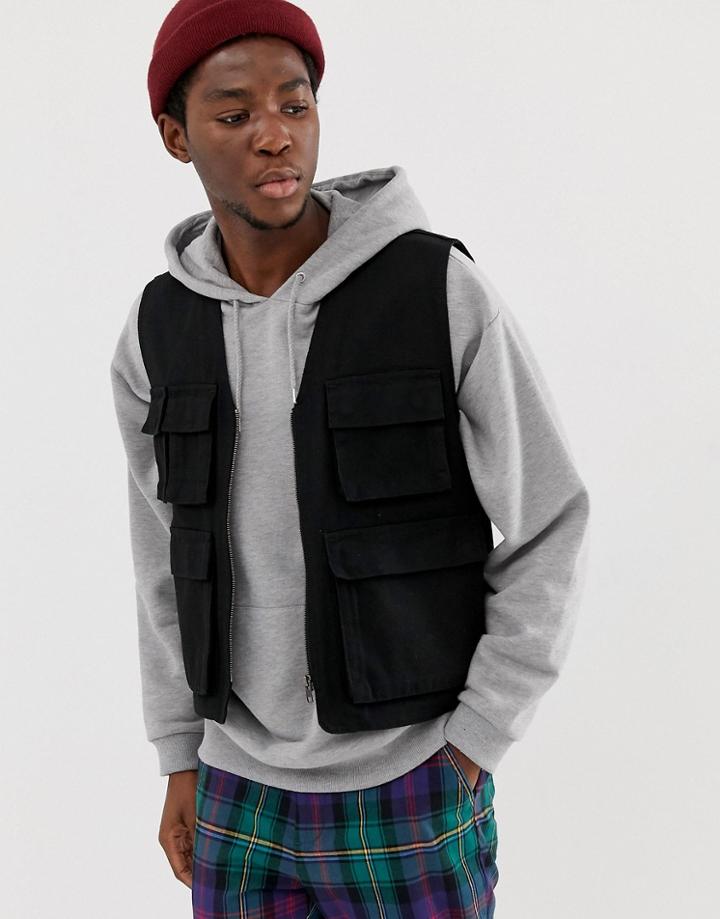 Asos Design Utility Vest In Black - Black