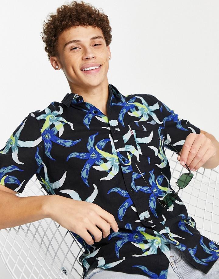 Levi's Sunset Pocket Shirt In Black Leaf Print