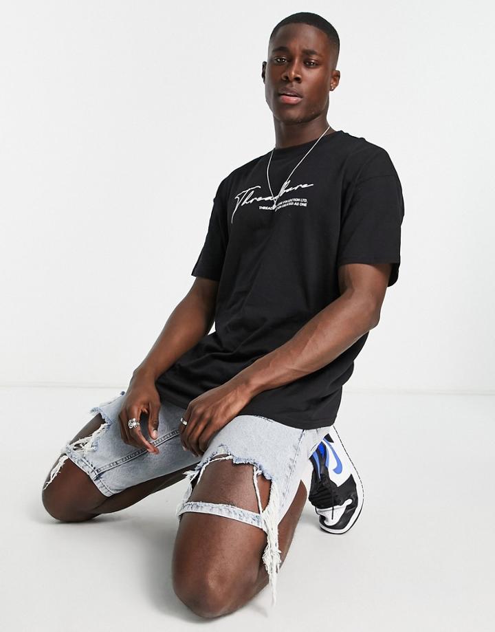 Threadbare Oversized Logo T-shirt In Black