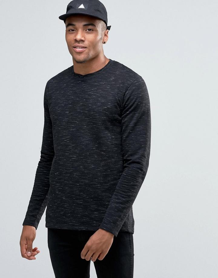 !solid Spacedye Knitted Sweater - Black