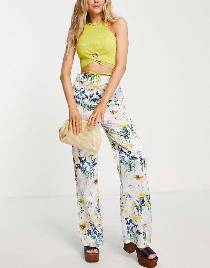 Hope & Ivy Anna Printed Pants In Ivory-white