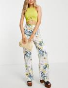 Hope & Ivy Anna Printed Pants In Ivory-white