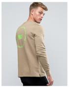 Asos Sweatshirt With Fluro Green Flag Print - Beige