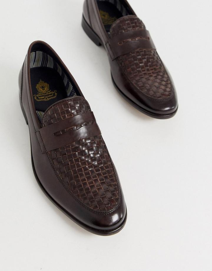 Base London Alto Weave Loafers In Brown