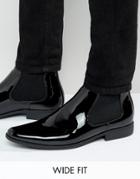 Asos Wide Fit Chelsea Boots In Black Patent - Black