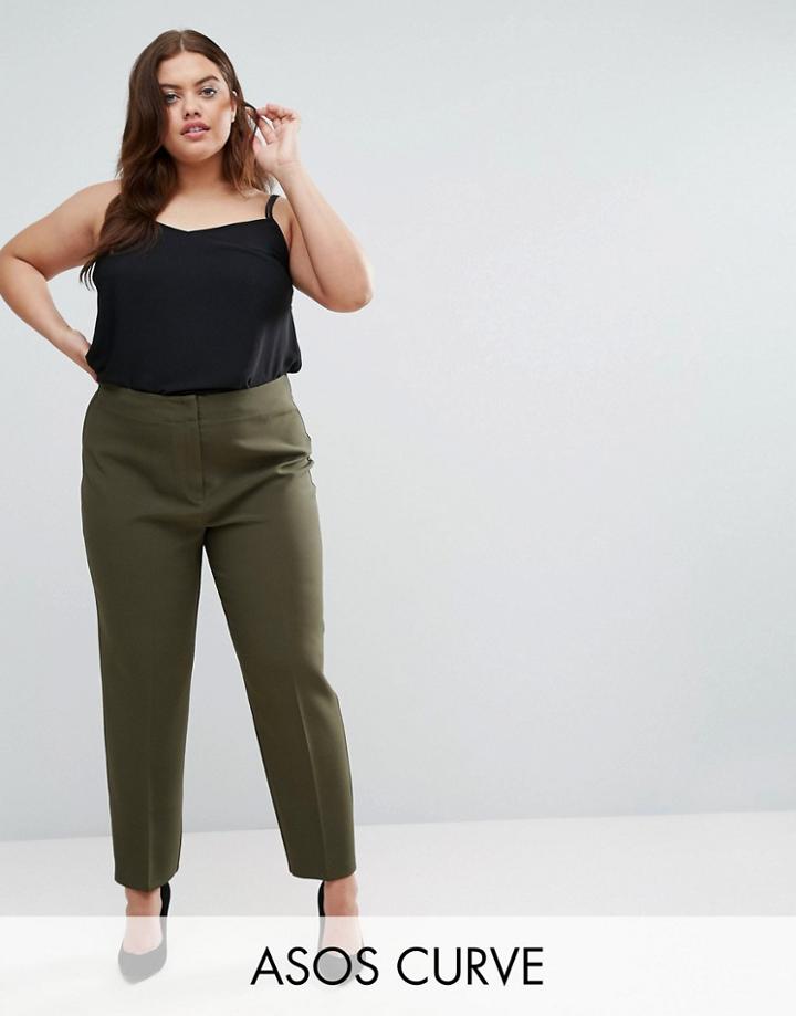 Asos Curve Clean High Waist Pant - Green