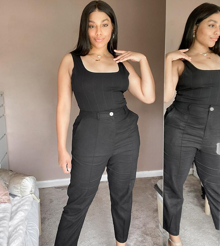 Asos Design Curve Ultimate Linen Cigarette Pants-black