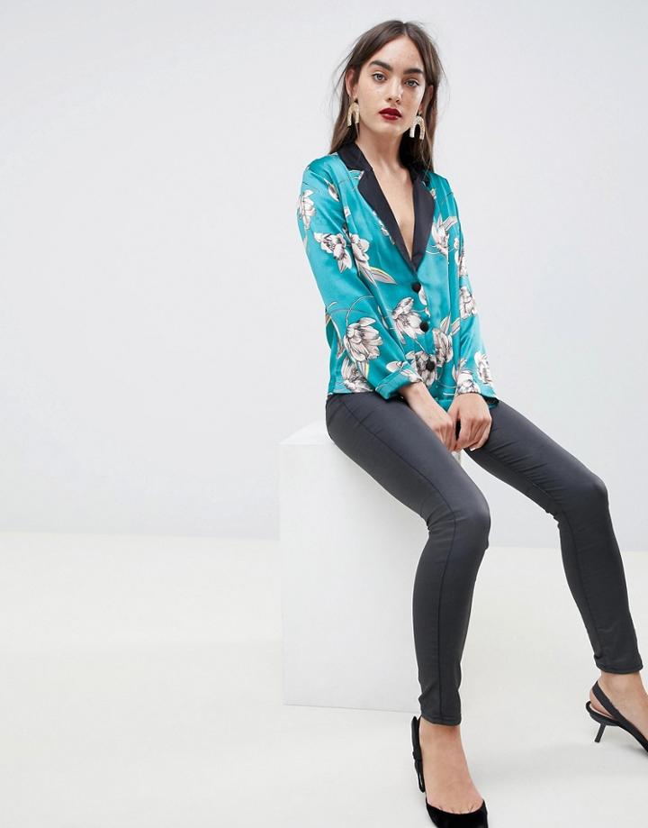 Asos Design Floral Print Pyjama Shirt - Multi