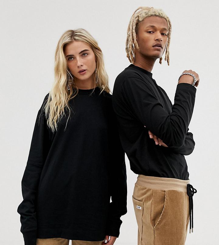 Collusion Unisex Long Sleeve T-shirt In Black