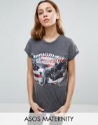 Asos Maternity Rock Tee In Acid Wash - Gray