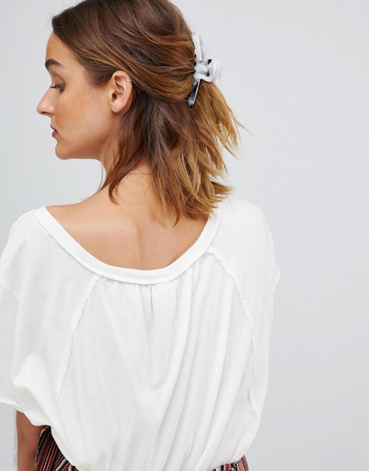 Asos Design Large Hair Clip In Marble Resin - White