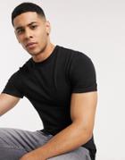 Asos Design Organic Blend Muscle Fit T-shirt With Crew Neck In Black