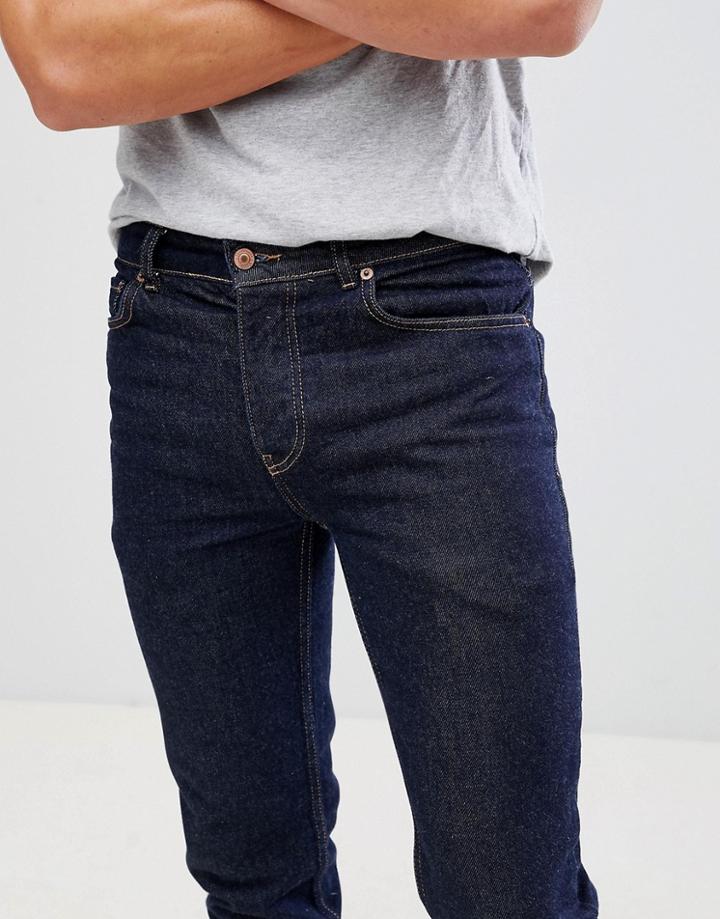 Mennace Blue Plain Rise Slim Wallace Jeans