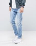 Asos Selvage Skinny Jeans In Light Blue Neppy Fabric - Blue