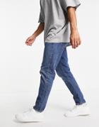 Selected Homme Organic Cotton Slim Tapered Jeans In Mid Blue-blues