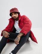 Asos Bucket Hat In Burgundy Velour - Red