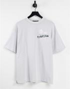 The Couture Club Oversized T-shirt In Gray With Postcard Print-grey