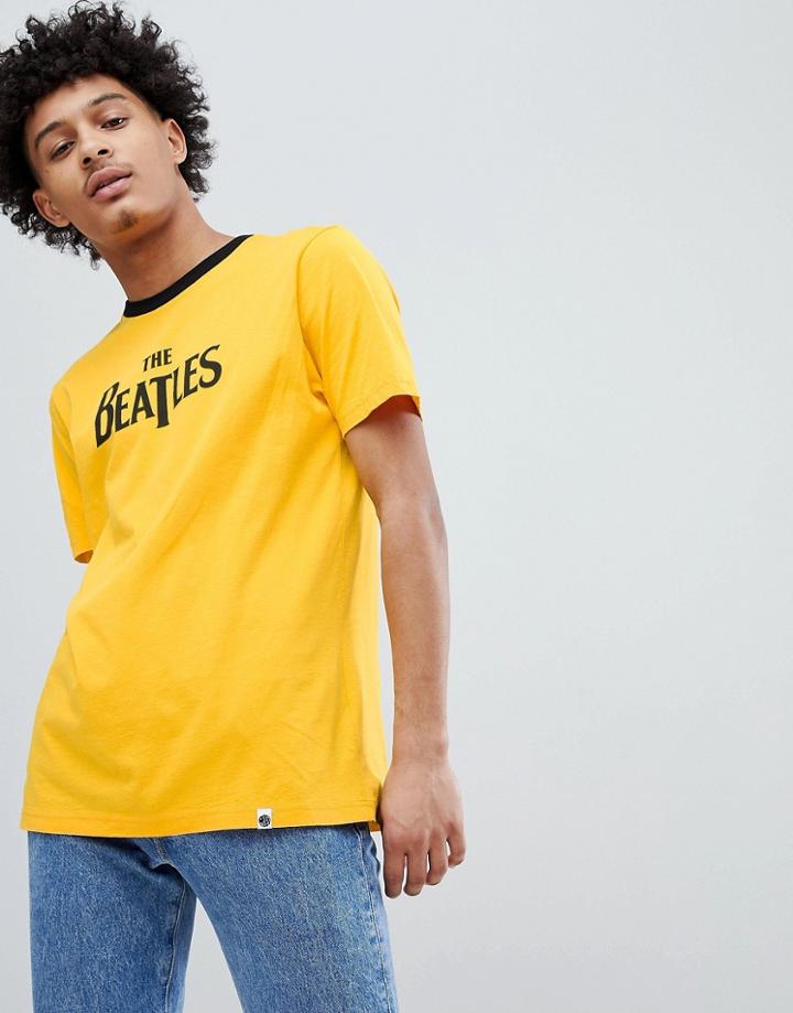 Pretty Green X The Beatles Logo T-shirt In Yellow - Yellow