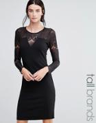 Y.a.s Tall Cary Dress With Lace Top - Black
