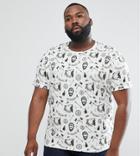 Brave Soul Plus All Over Beard Print T-shirt - Green