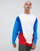 Asos Design Oversized Sweatshirt With Color Blocking - Blue