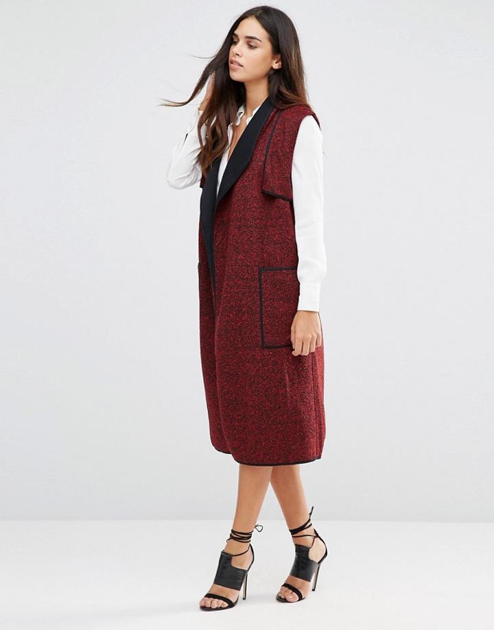 Tfnc Cut Sleeve Jacket - Red