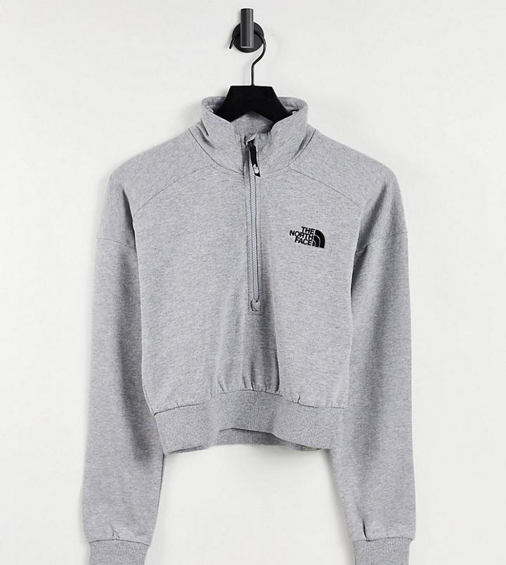 The North Face 1/4 Zip Sweatshirt In Gray Exclusive At Asos-grey