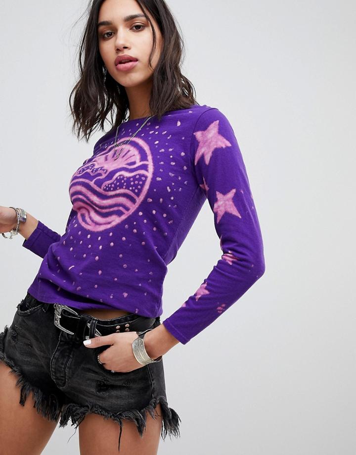 Anna Sui Rising Sun Long Sleeve T-shirt - Purple