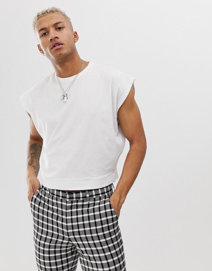 Asos Design Boxy Cropped Tank Tank In White - White