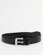 Asos Smart Skinny Leather Belt In Black - Black