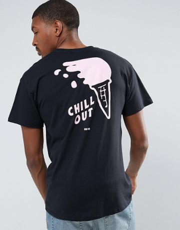 Ok-yo Chill Out Back Print Oversized T-shirt - Black