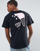 Ok-yo Chill Out Back Print Oversized T-shirt - Black