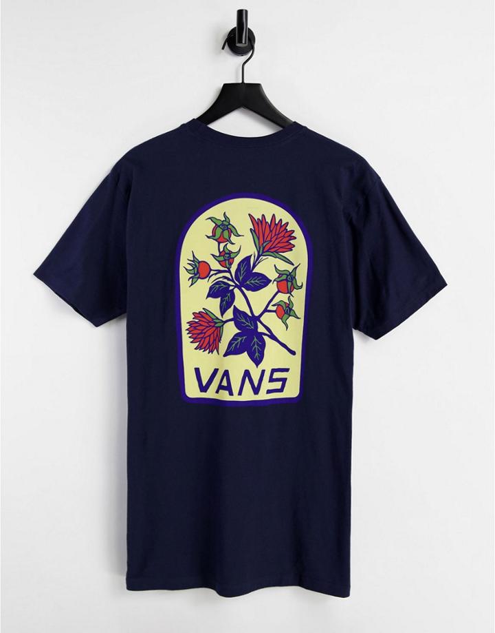Vans Low Point Floral Back Print T-shirt In Navy