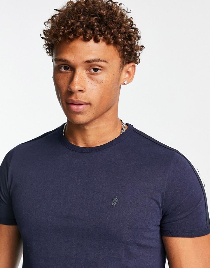 French Connection Shoulder Tape T-shirt In Navy