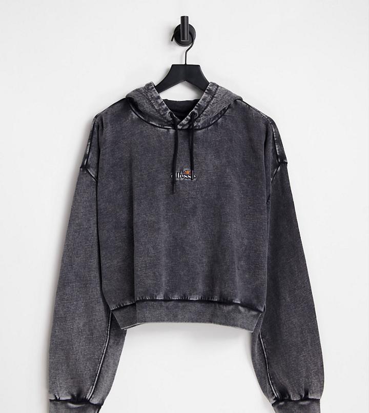 Ellesse Plus Acid Wash Hoodie With Logo In Black