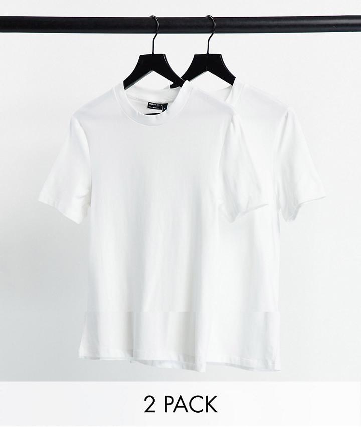 Asos Design 2 Pack Organic Blend Muscle Fit T-shirt With Crew Neck-white