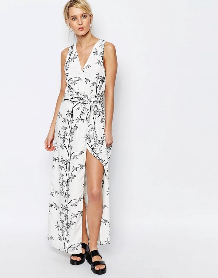 Neon Rose Printed Maxi Dress - Mono