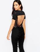Rare Open Back Fringed Top - Black