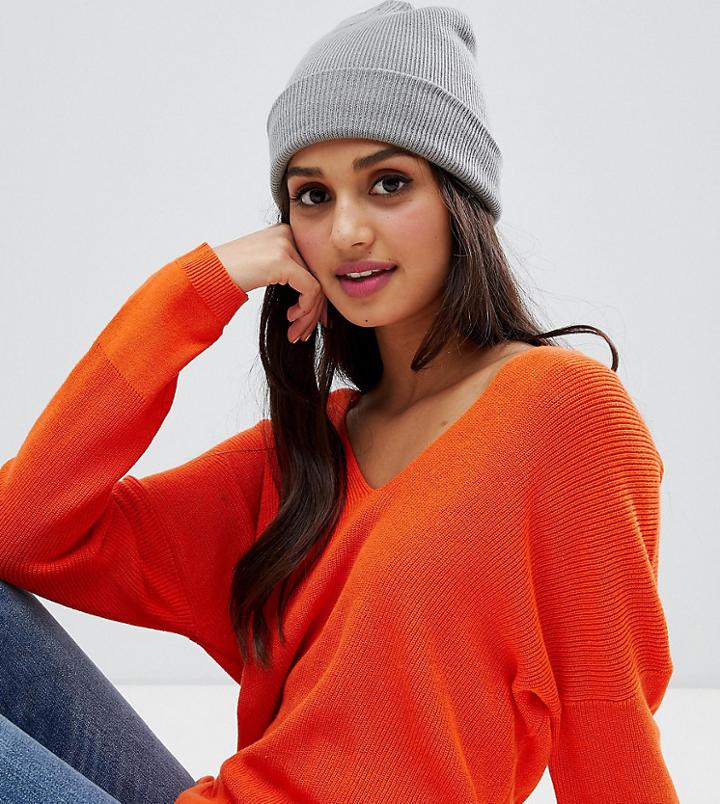 Stitch & Pieces Gray Rib Beanie Hat - Gray