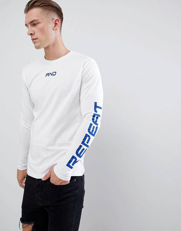 Only & Sons Repeat Long Sleeve Top - White