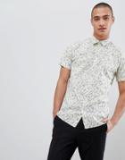 Selected Homme Short Sleeve Shirt With All Over Print - White