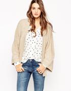 Asos Kimono Cardigan With Wide Sleeves And Belt - Oatmeal