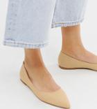 Asos Design Latch Pointed Ballet Flats In Natural-beige